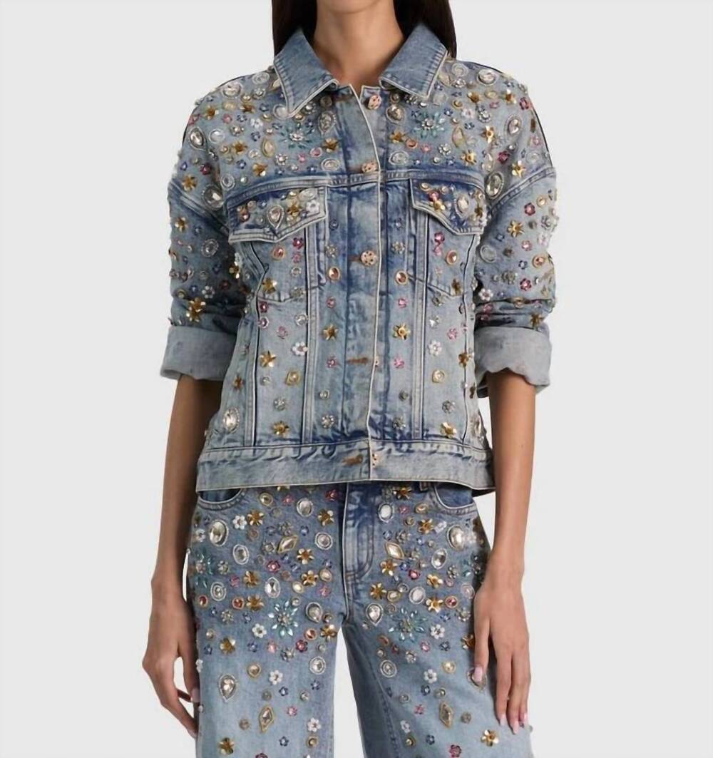 NEW ALICE + OLIVIA jesse denim jacket in blue